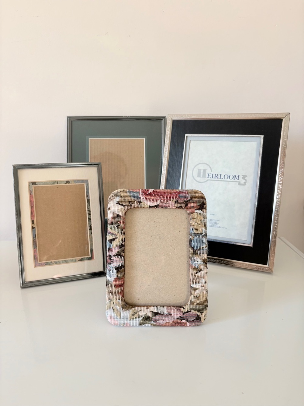 90s Silver Toned Vintage Photo Frame Bundle Silver and Floral Grandma Cottage